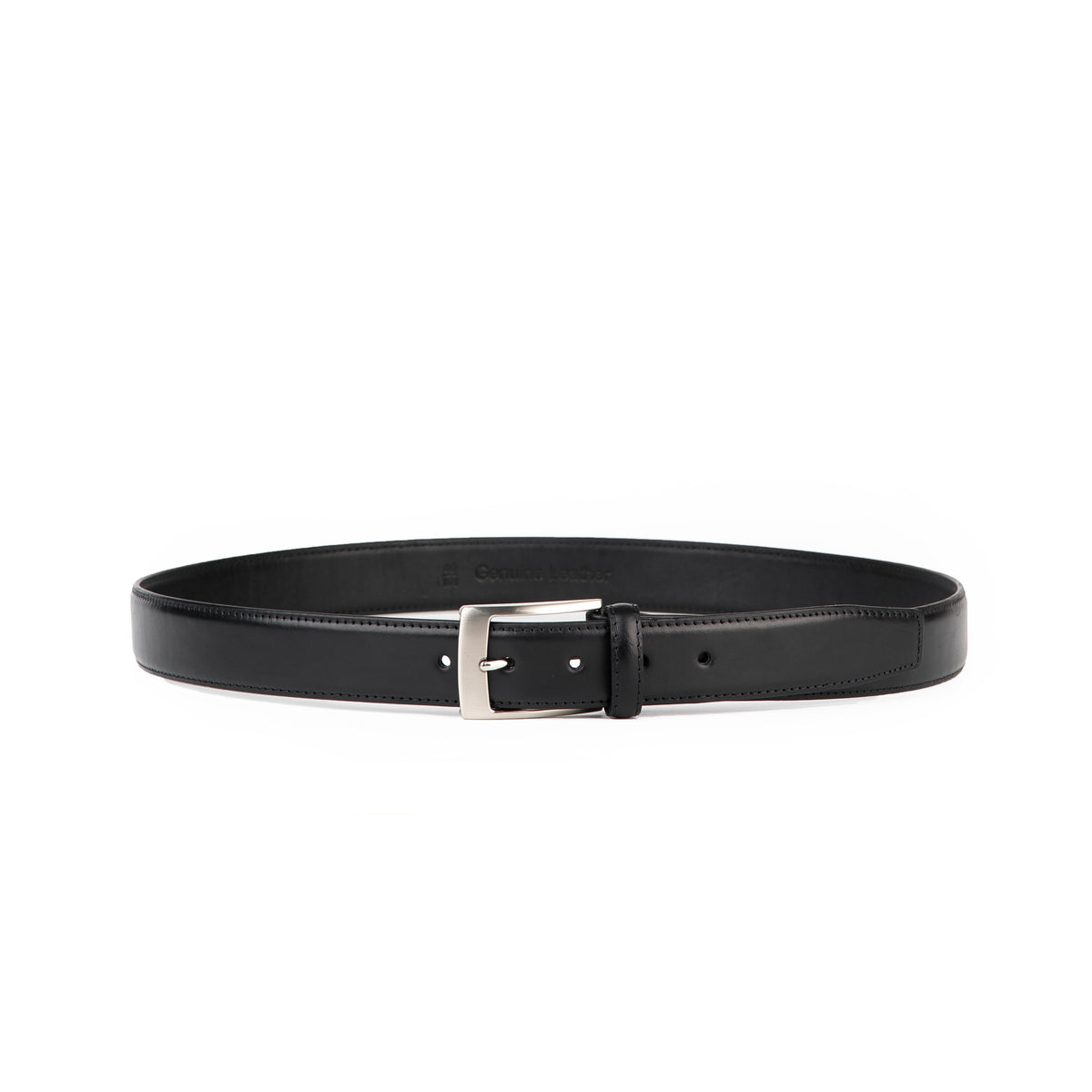 Black Avenue leather belt, full view