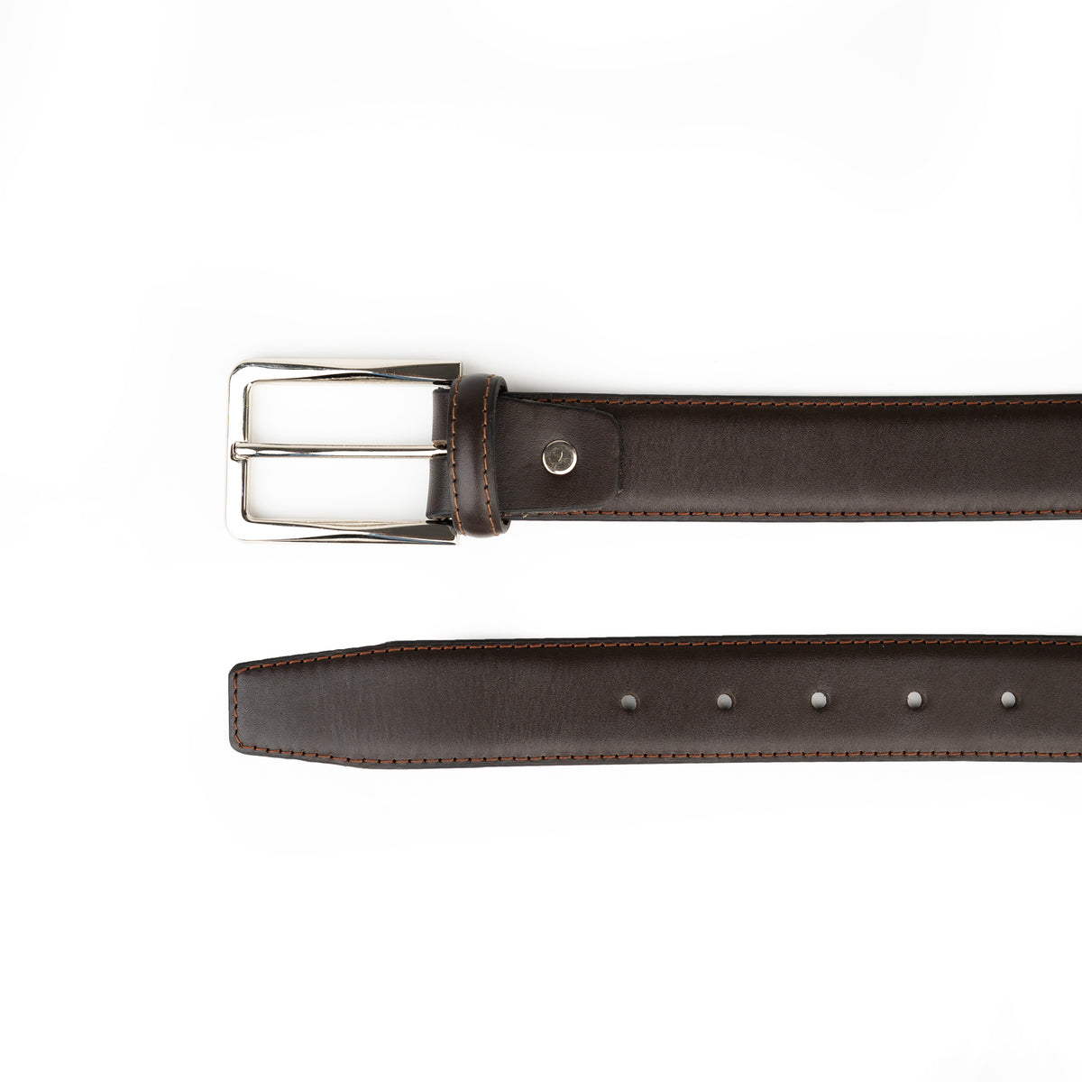 Brown Avenue leather belt laid flat