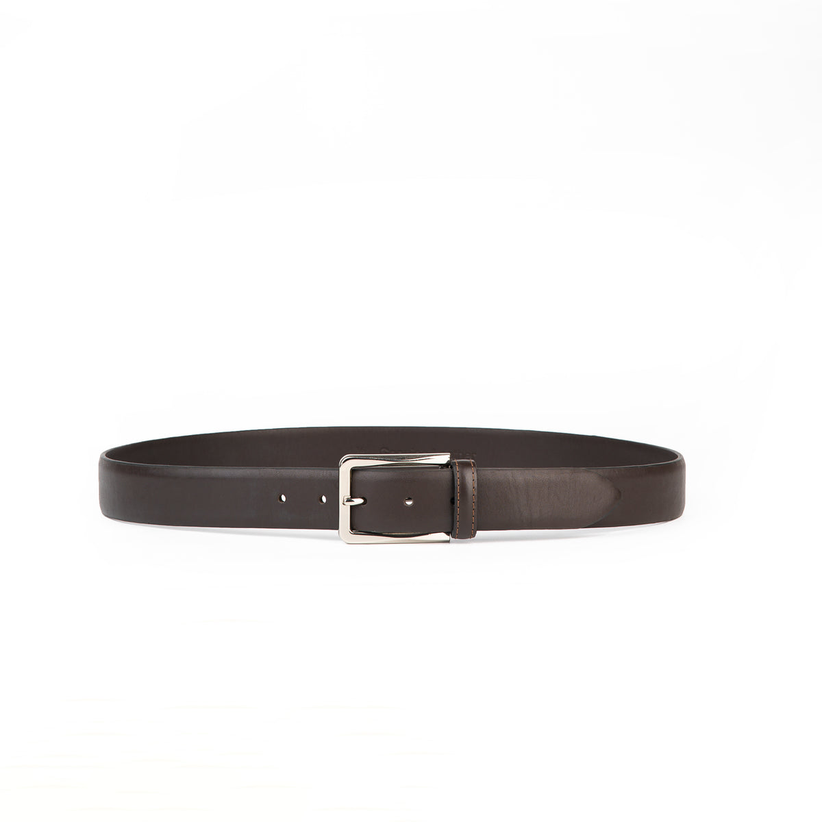 Brown basic leather belt, full view