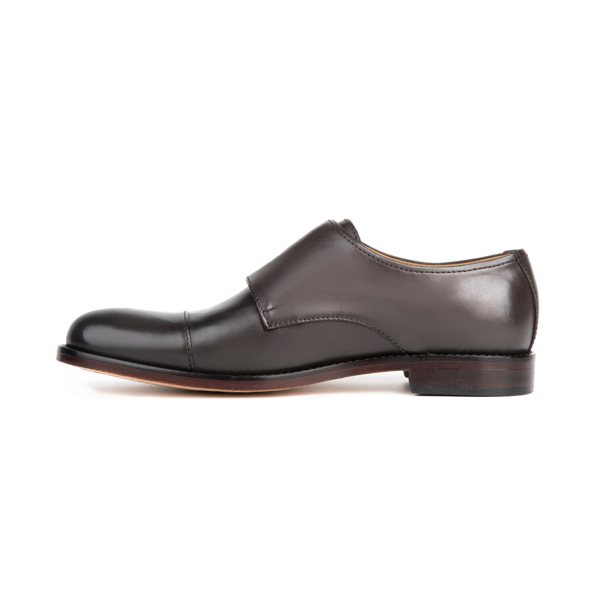 Glasgow Brown leather double monk strap shoe - opposite side profile