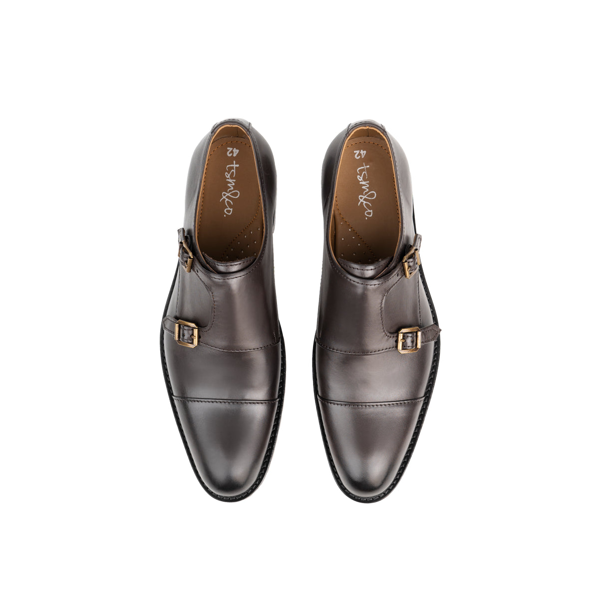 Glasgow Brown leather double monk strap shoe - top view