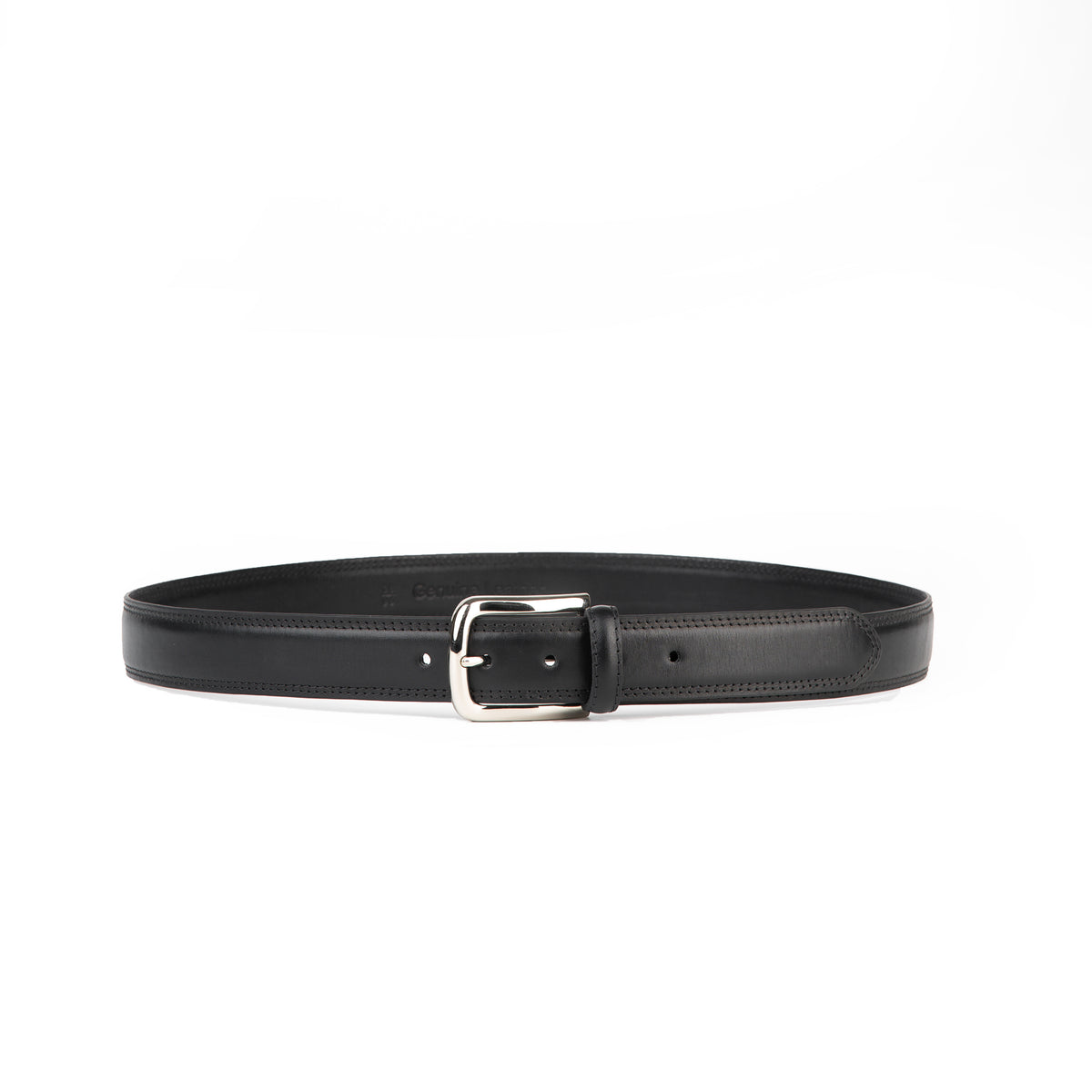 Black Midland leather belt, full view