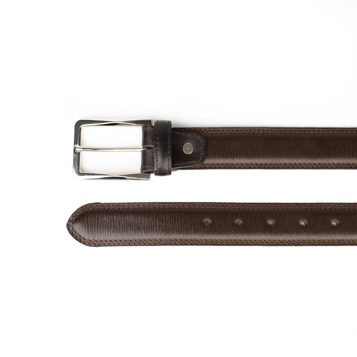 Brown Midland leather belt laid flat
