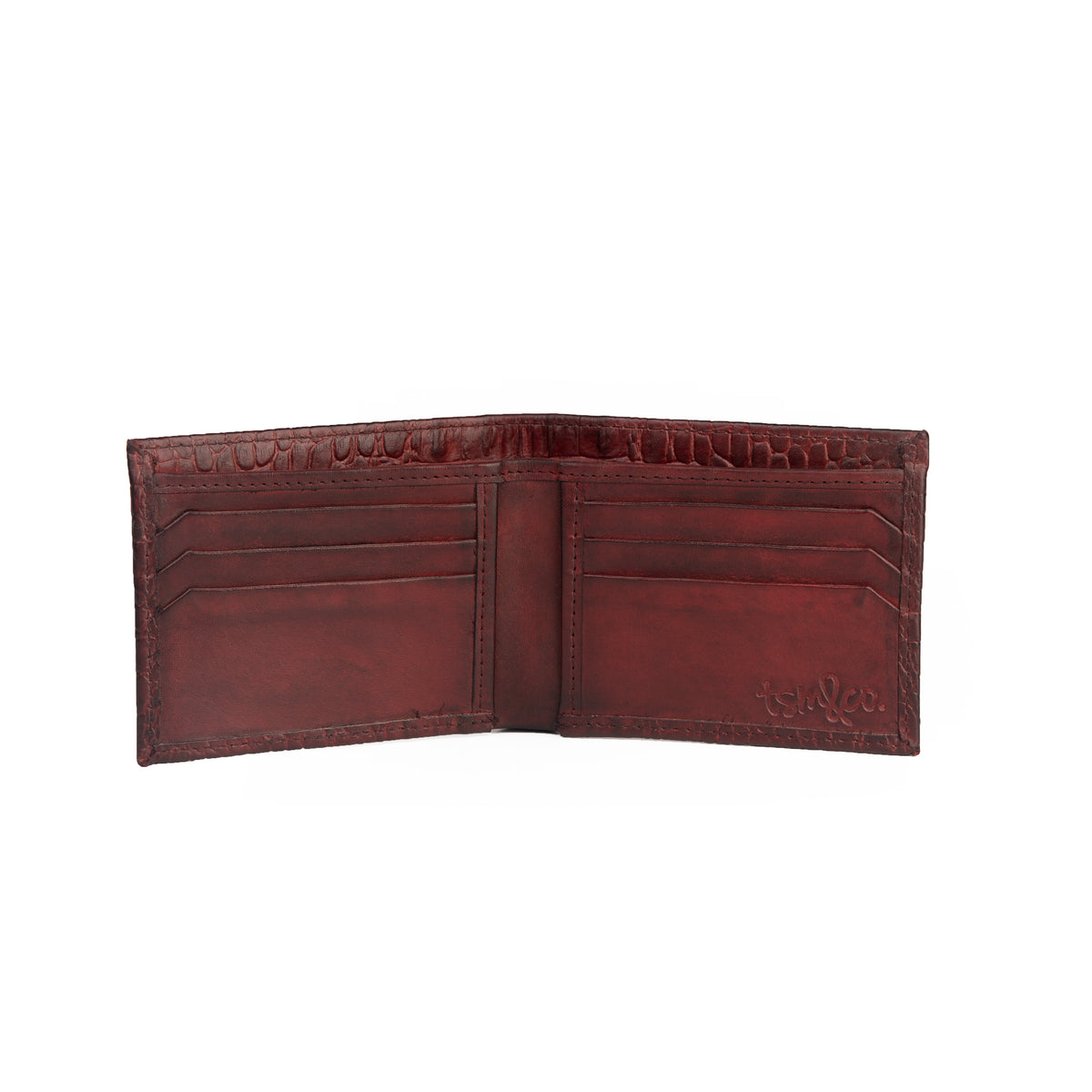 Panama Oxblood Crocodile Print – open interior