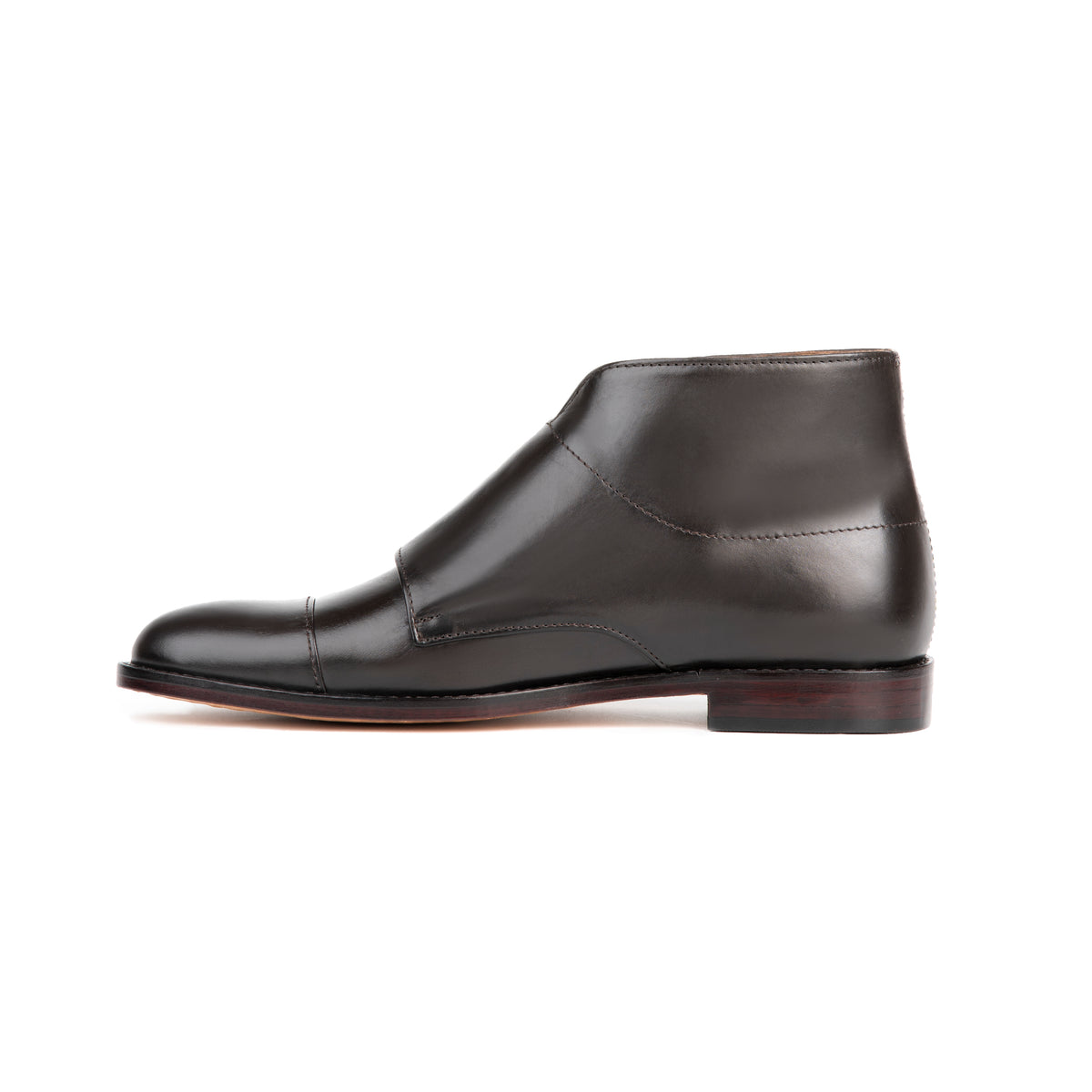 Windsor Brown leather double monk strap ankle boot - opposite side profile