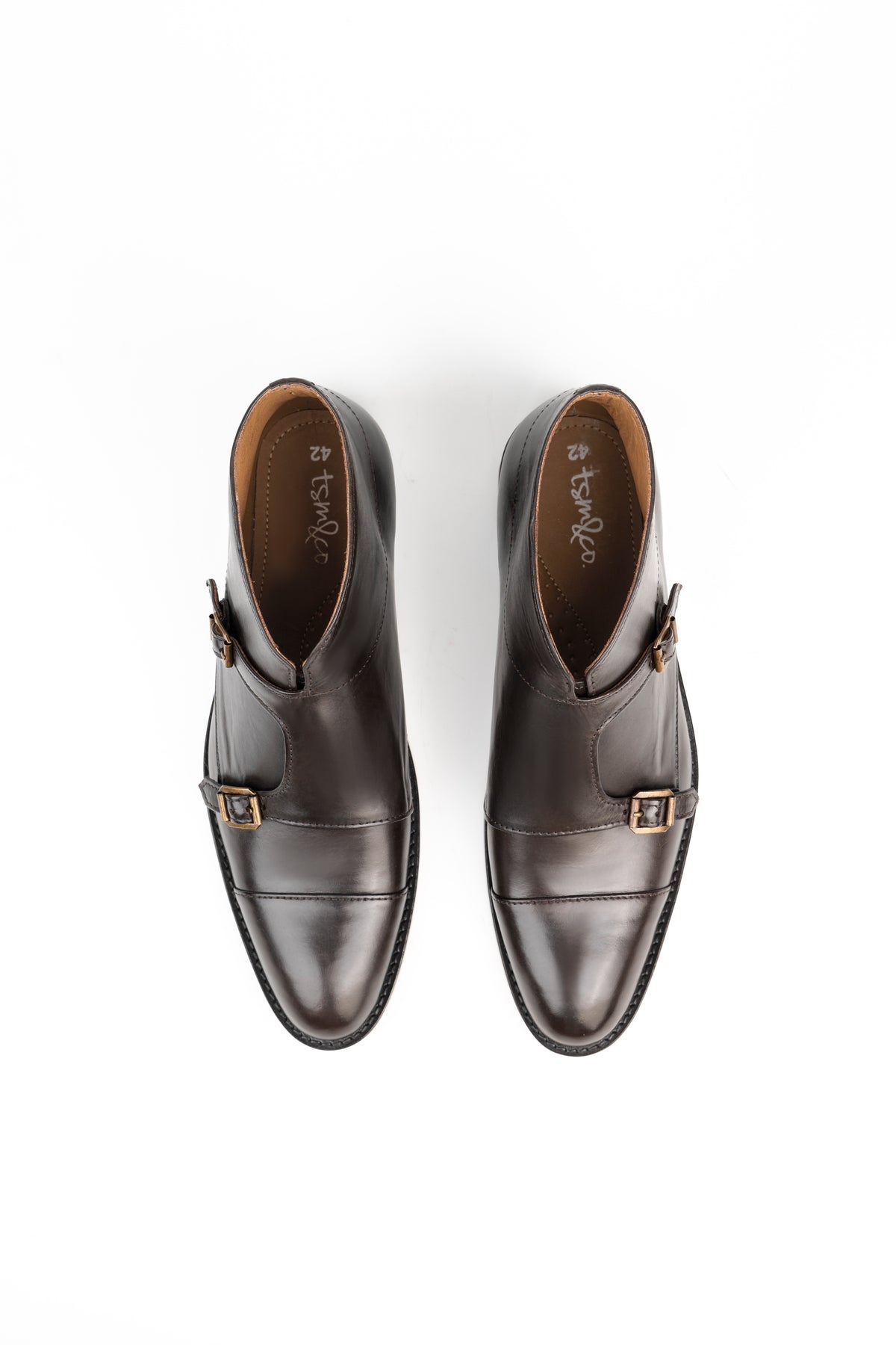 Windsor Brown leather double monk strap ankle boot - top view