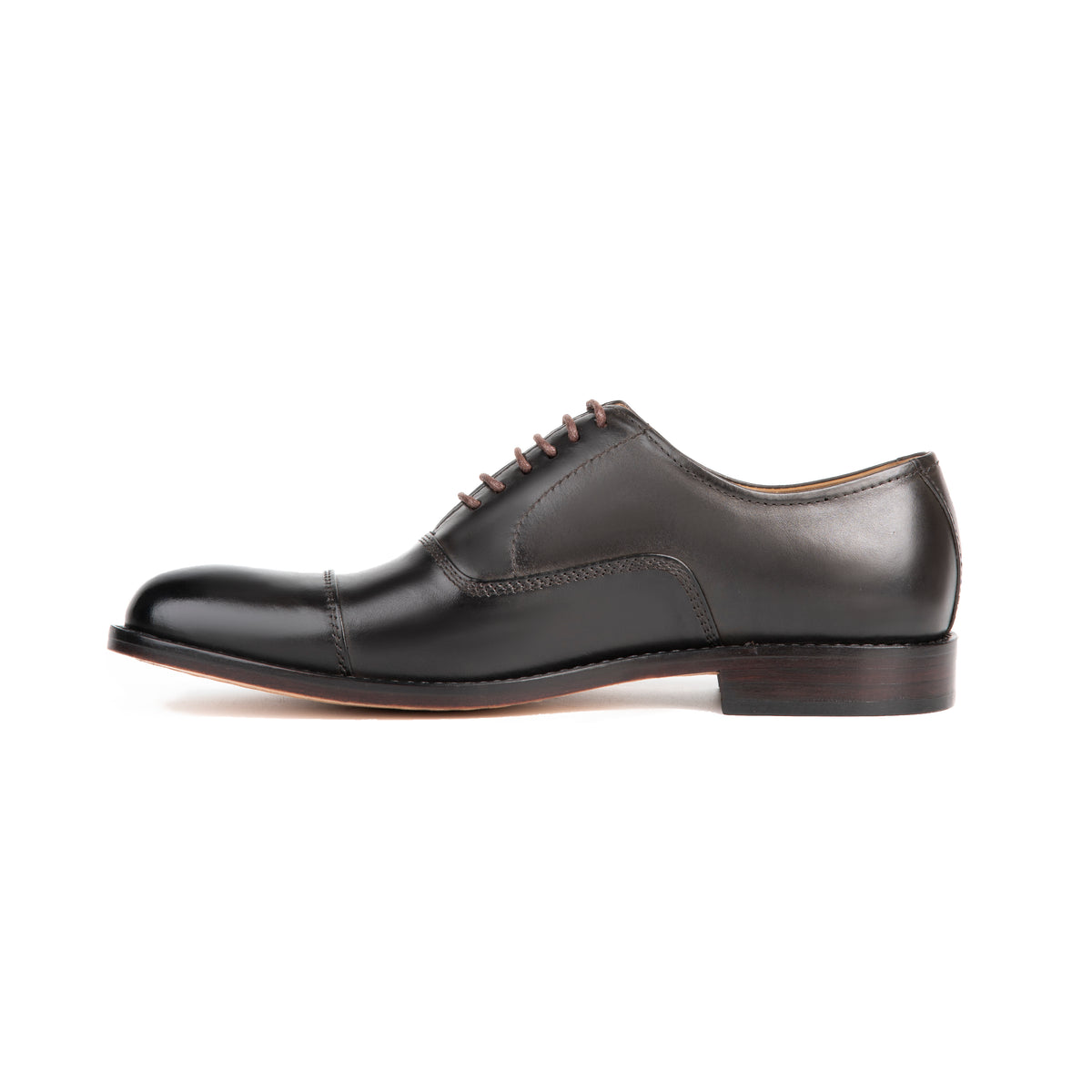 Munich Brown leather cap-toe Oxford shoe - side profile