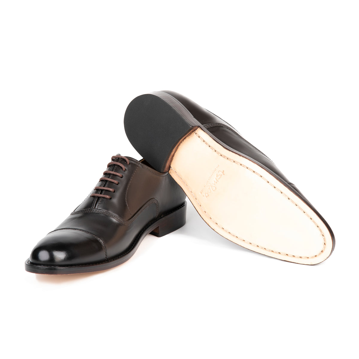Munich Brown leather cap-toe Oxford shoe - sole view