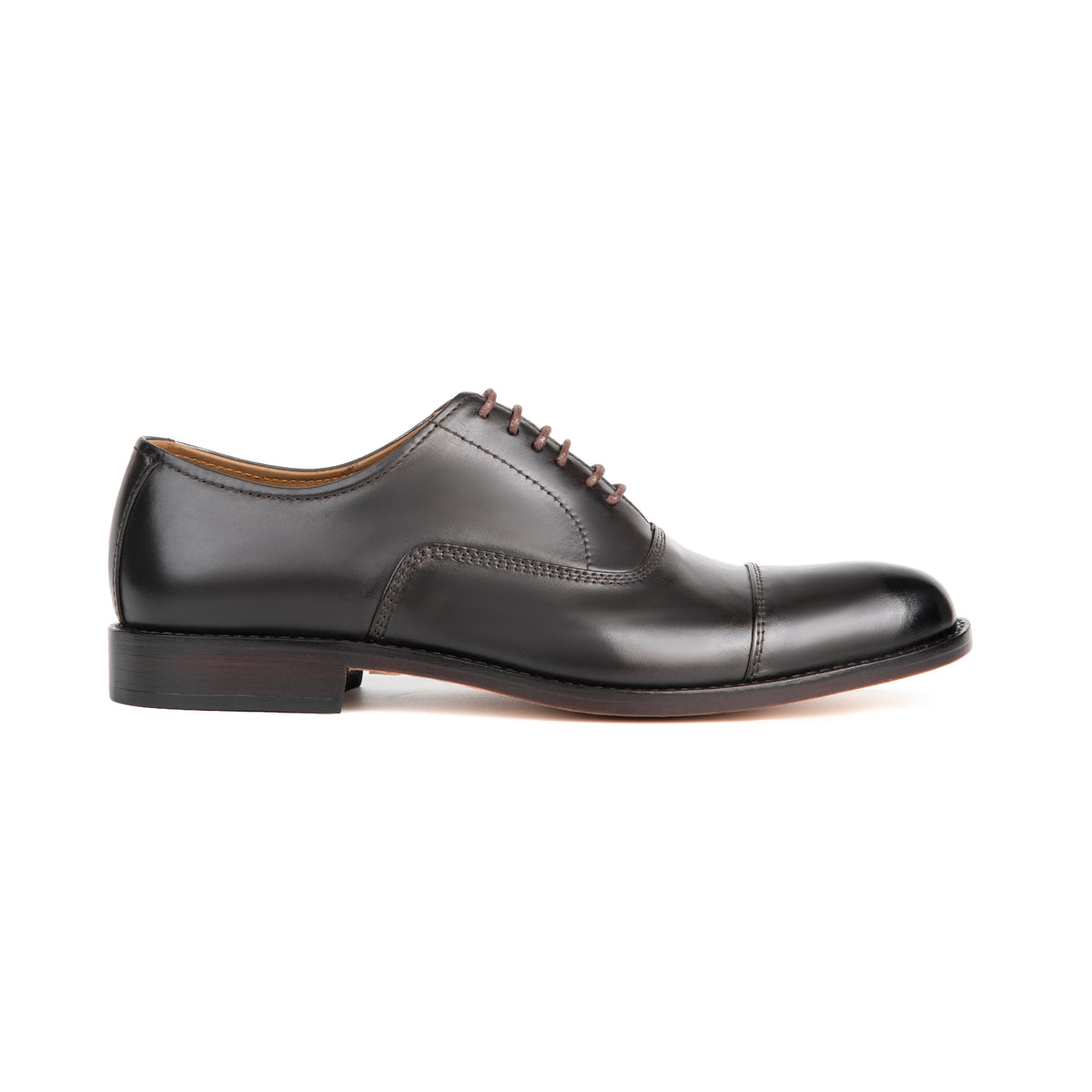 Munich Brown leather cap-toe Oxford shoe - opposite side profile