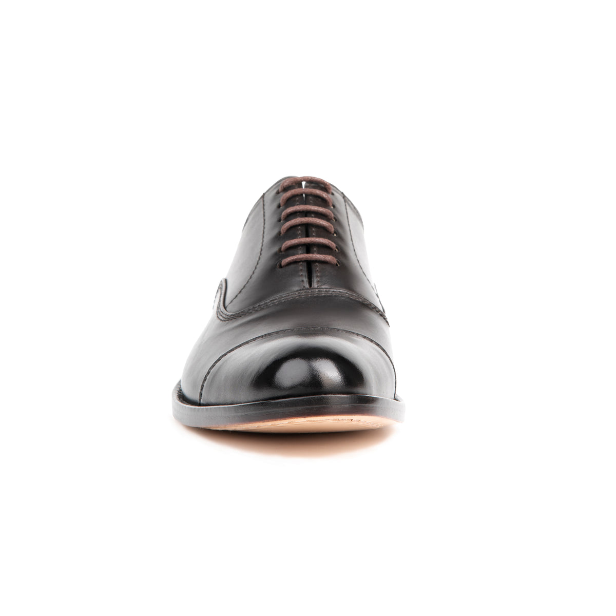 Munich Brown leather cap-toe Oxford shoe - front view