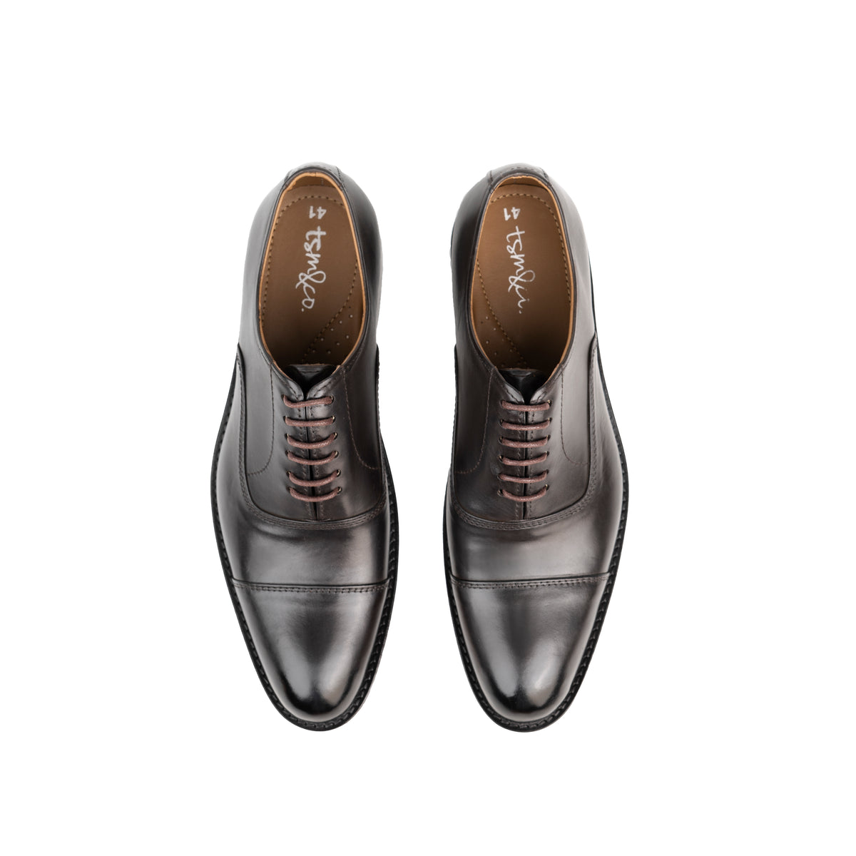 Munich Brown leather cap-toe Oxford shoe - top view