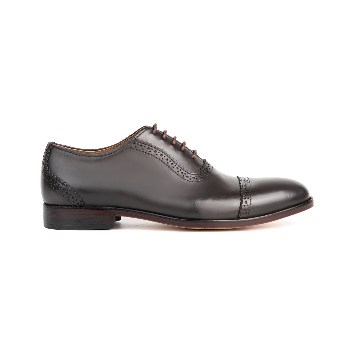 New Castle Brown leather brogue Oxford shoe - opposite side profile